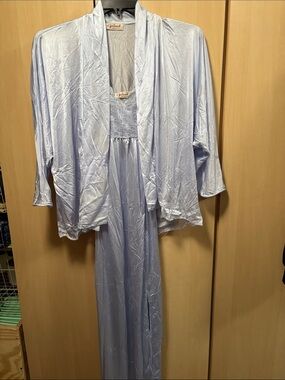 Long blue nightgown with matching robe
